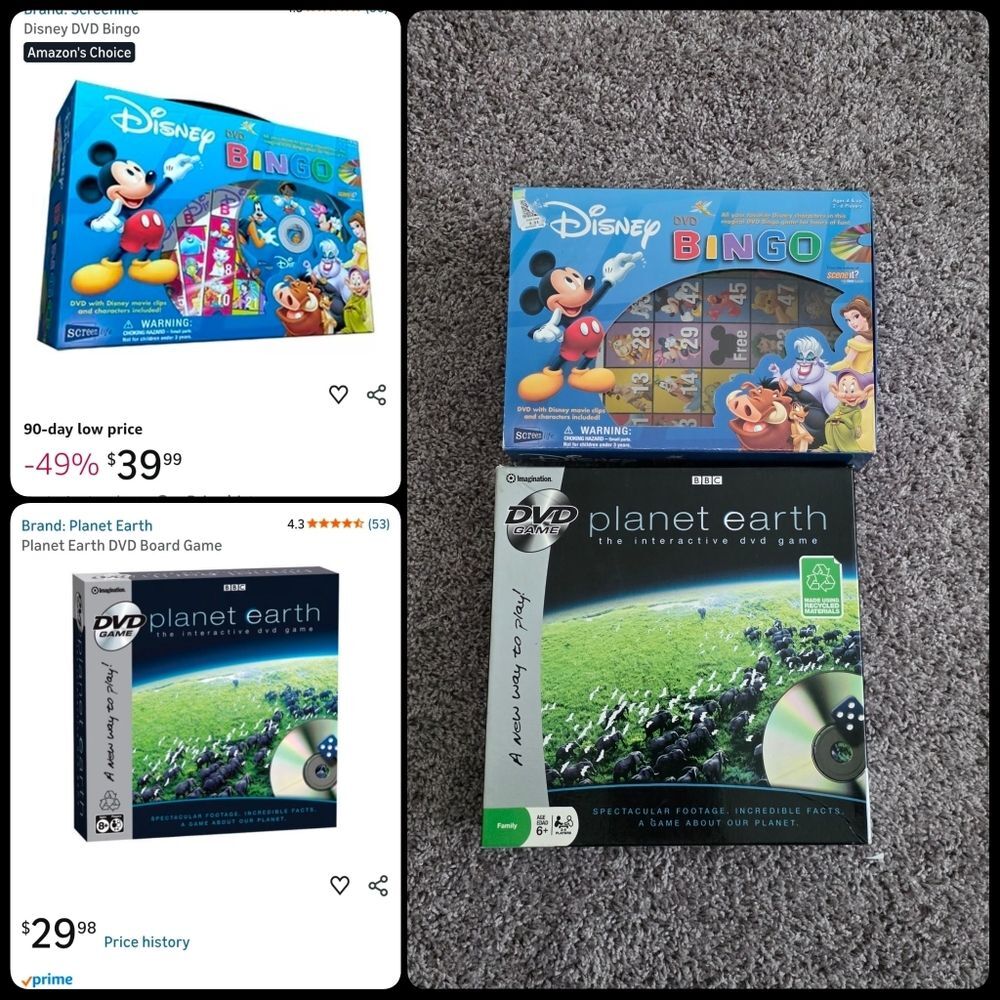 Disney DVD Bingo Game (2005) + BBC Planet Earth: The Interactive DVD Game